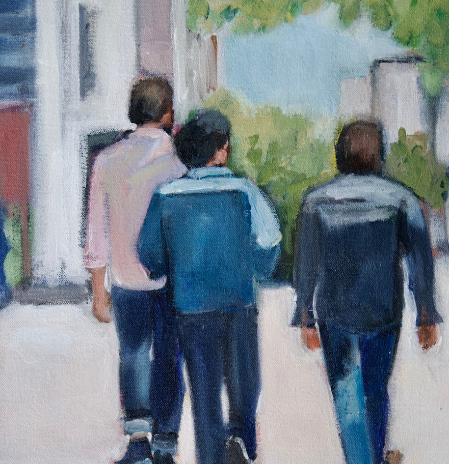 Walking in Brooklyn by Carey Parks |  Closeup View of Artwork 