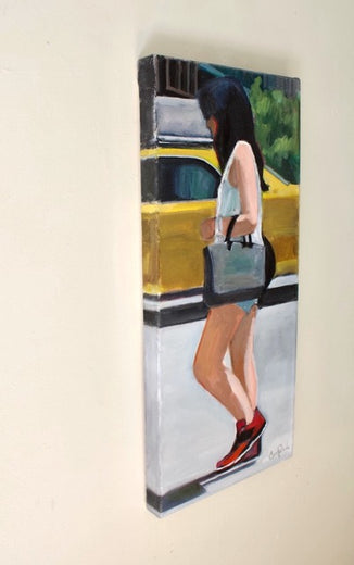 Walking in Soho by Carey Parks |  Side View of Artwork 