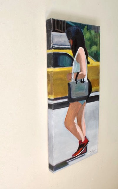Walking in Soho by Carey Parks |  Side View of Artwork 