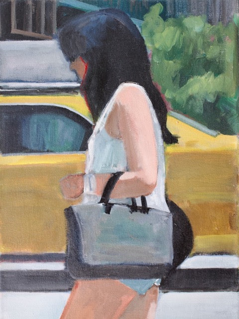 Walking in Soho by Carey Parks |  Closeup View of Artwork 