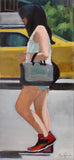 Original art for sale at UGallery.com | Walking in Soho by Carey Parks | $875 | acrylic painting | 30' h x 14' w | thumbnail 1