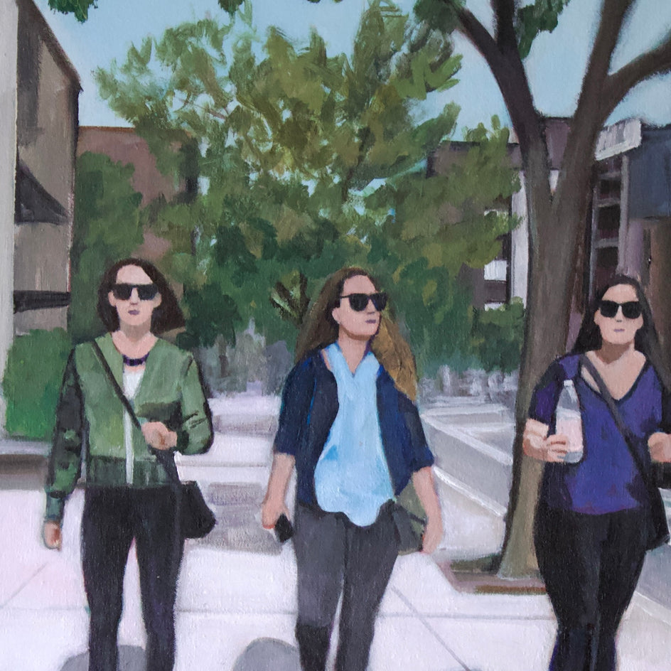 Walking in the East Village by Carey Parks |  Closeup View of Artwork 