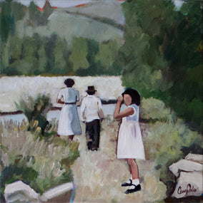 Original art for sale at UGallery.com | Walking in the Fields by Carey Parks | $650 | acrylic painting | 12' h x 12' w
