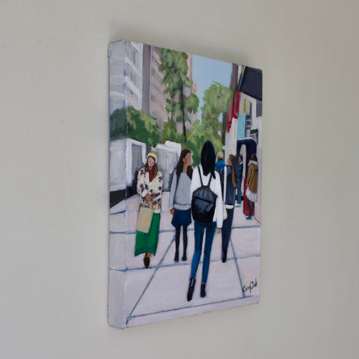 Walking in the West Village by Carey Parks |  Side View of Artwork 
