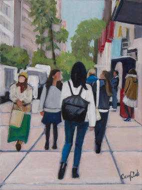 Original art for sale at UGallery.com | Walking in the West Village by Carey Parks | $700 | acrylic painting | 16' h x 12' w