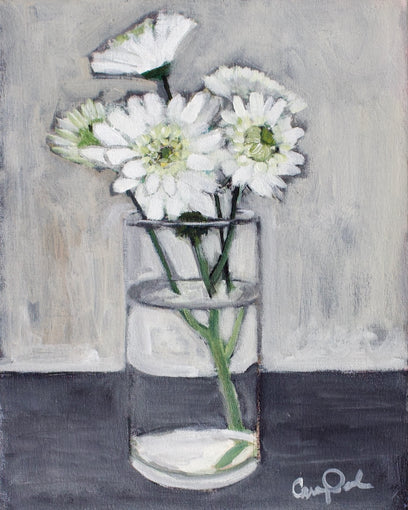 White Flowers in Grays by Carey Parks | Artwork Main Image