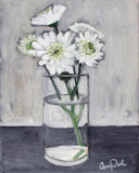 Original art for sale at UGallery.com | White Flowers in Grays by Carey Parks | $575 | acrylic painting | 14' h x 11' w | thumbnail 1