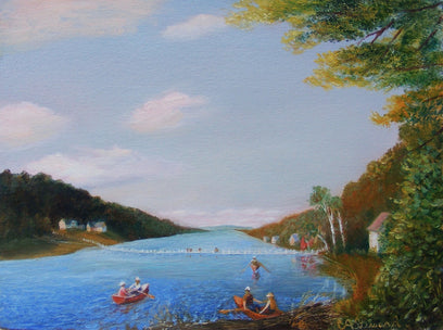 Boaters on Brookfield Pond by Carolyn Steward | Artwork Main Image