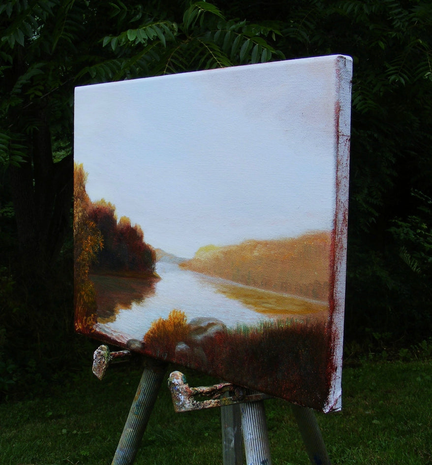 By the Lake by Carolyn Steward |  Side View of Artwork 