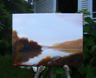 Original art for sale at UGallery.com | By the Lake by Carolyn Steward | $450 | oil painting | 9' h x 12' w | thumbnail 3