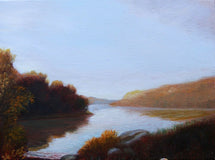 Original art for sale at UGallery.com | By the Lake by Carolyn Steward | $450 | oil painting | 9' h x 12' w | thumbnail 1
