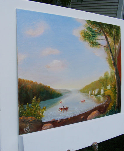 On the Pond by Carolyn Steward |  Side View of Artwork 