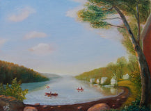 Original art for sale at UGallery.com | On the Pond by Carolyn Steward | $550 | oil painting | 12' h x 16' w | thumbnail 1