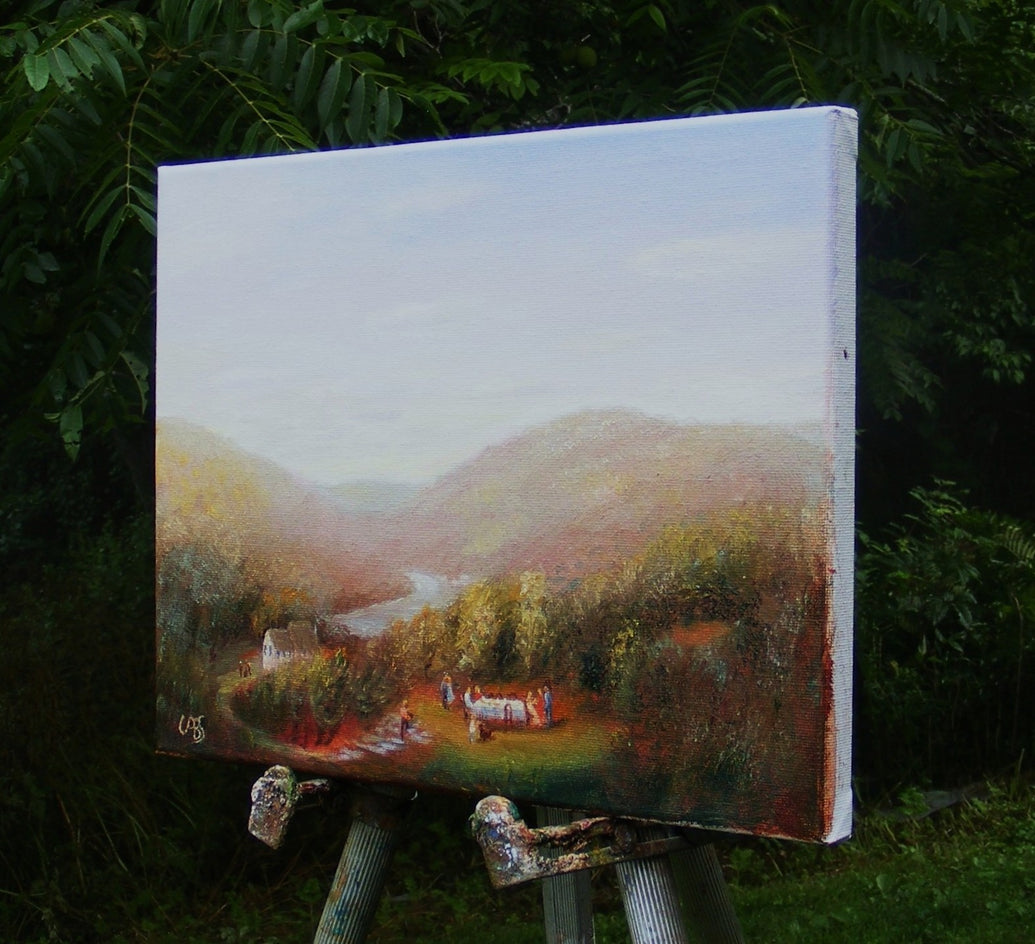 Party on the Hill by Carolyn Steward |  Side View of Artwork 