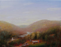 Original art for sale at UGallery.com | Party on the Hill by Carolyn Steward | $550 | oil painting | 9' h x 12' w | thumbnail 1