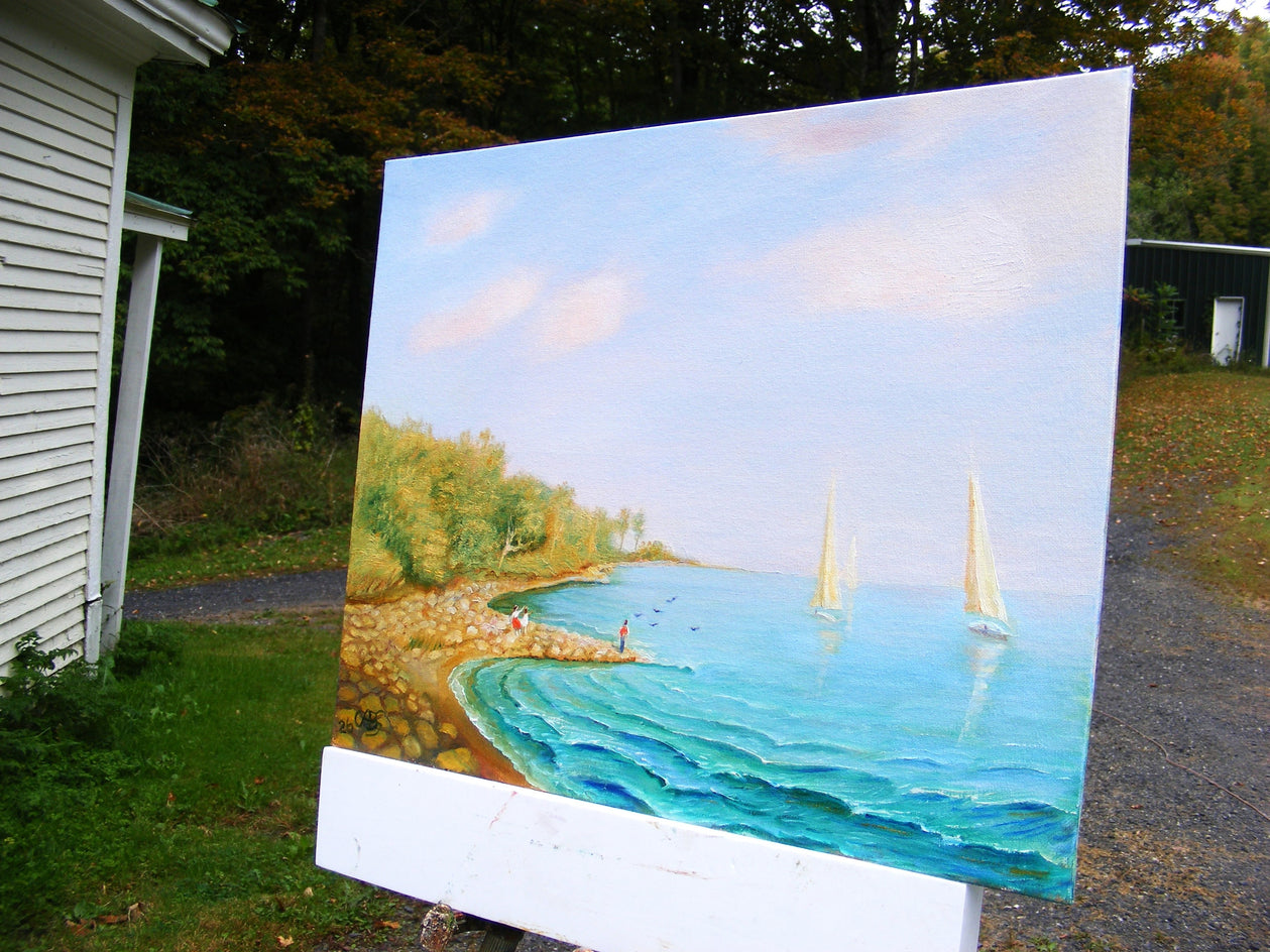 Penobscot Bay by Carolyn Steward |  Side View of Artwork 