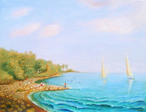 Original art for sale at UGallery.com | Penobscot Bay by Carolyn Steward | $750 | oil painting | 14' h x 18' w | thumbnail 1