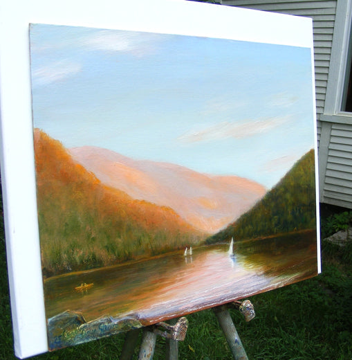 Pink Mountain by Carolyn Steward |  Side View of Artwork 
