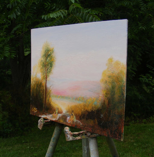 River Behind Lake by Carolyn Steward |  Side View of Artwork 