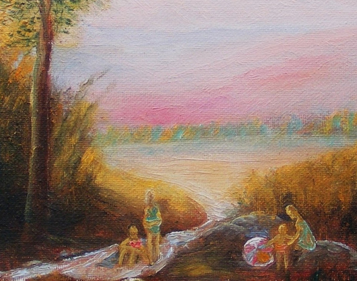 River Behind Lake by Carolyn Steward |  Closeup View of Artwork 