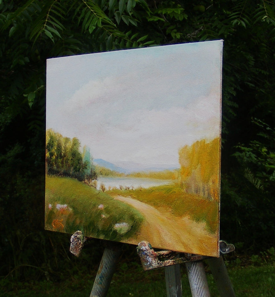 Road to Lake by Carolyn Steward |  Side View of Artwork 
