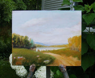 Original art for sale at UGallery.com | Road to Lake by Carolyn Steward | $350 | oil painting | 8' h x 10' w | thumbnail 3