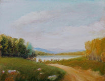 Original art for sale at UGallery.com | Road to Lake by Carolyn Steward | $350 | oil painting | 8' h x 10' w | thumbnail 1