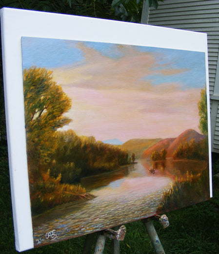 Sunset Lake by Carolyn Steward |  Side View of Artwork 