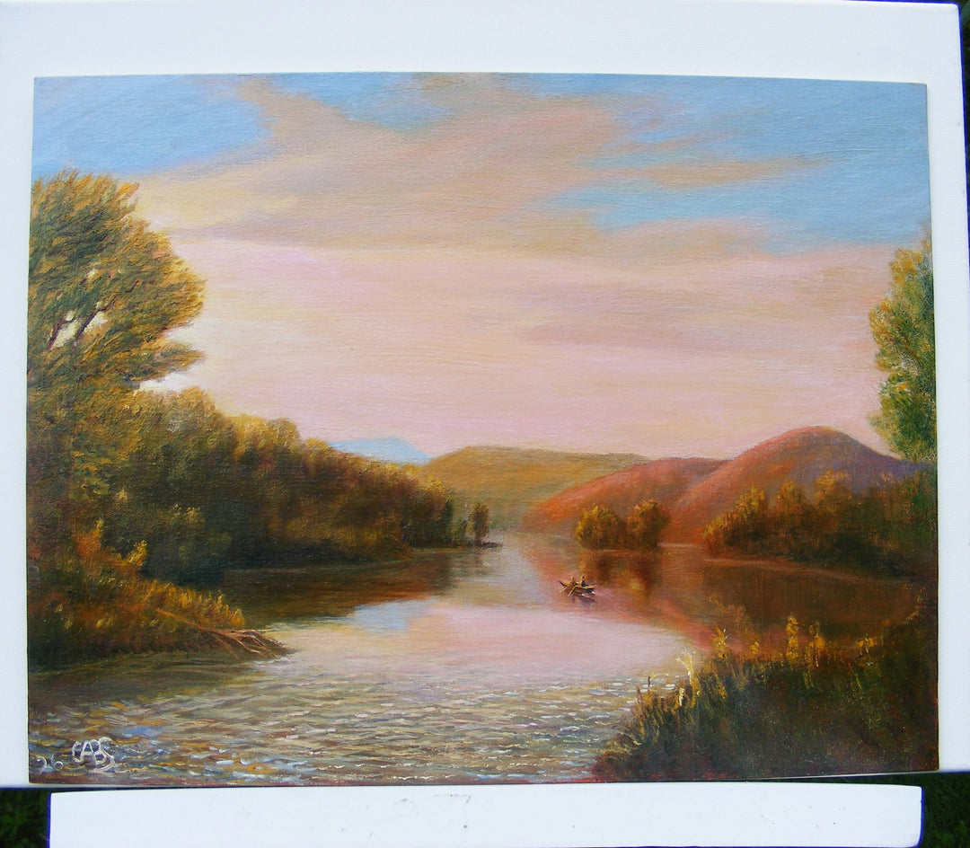 Sunset Lake by Carolyn Steward |  Context View of Artwork 