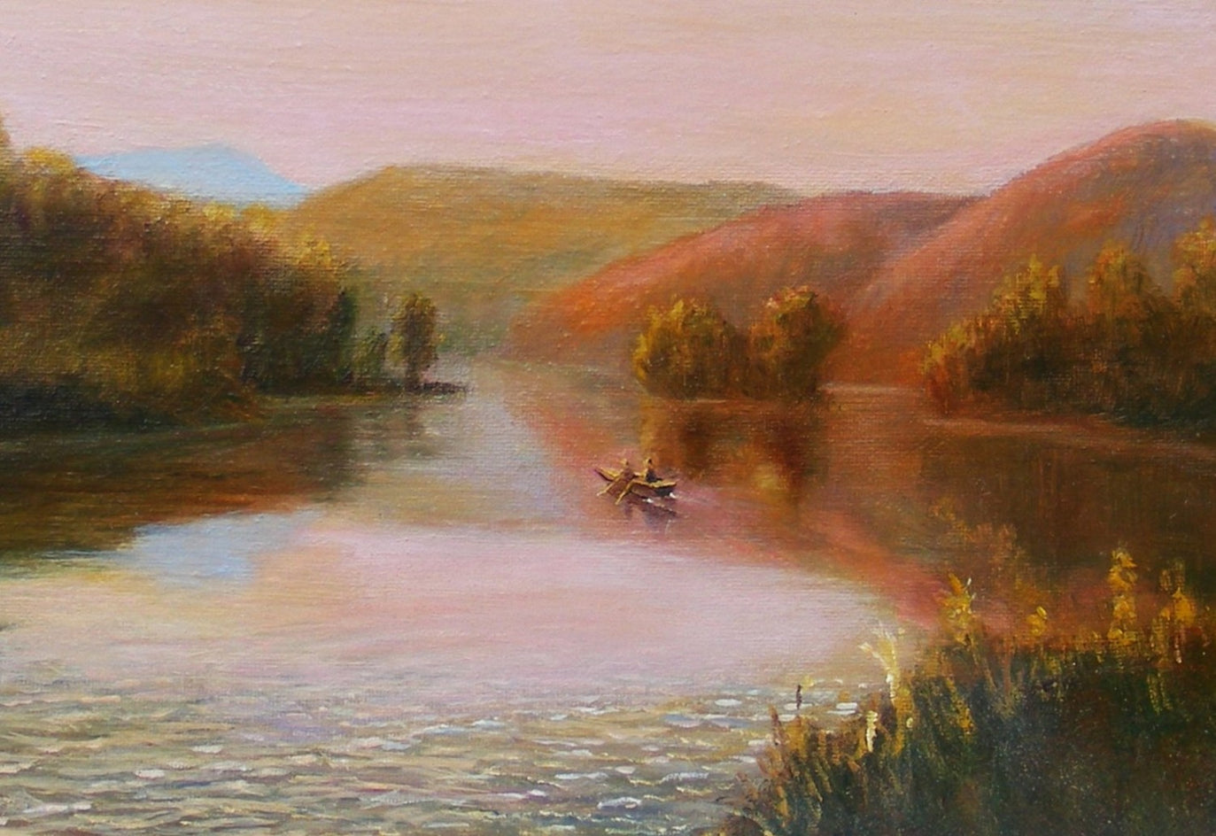 Sunset Lake by Carolyn Steward |  Closeup View of Artwork 