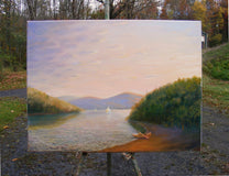 Original art for sale at UGallery.com | Sunset Pond by Carolyn Steward | $1,000 | oil painting | 18' h x 24' w | thumbnail 3