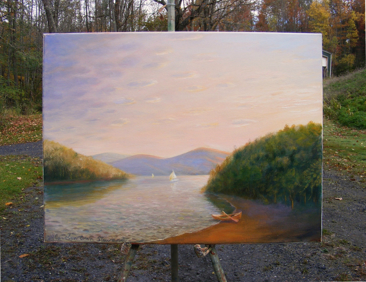 Sunset Pond by Carolyn Steward |  Context View of Artwork 