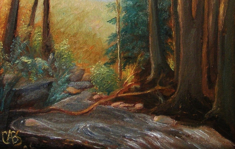 Tree Over River by Carolyn Steward |   Closeup View of Artwork 