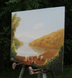 Original art for sale at UGallery.com | Vermont Lake in Summer by Carolyn Steward | $450 | oil painting | 9' h x 12' w | thumbnail 2