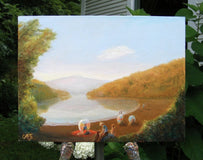 Original art for sale at UGallery.com | Vermont Lake in Summer by Carolyn Steward | $450 | oil painting | 9' h x 12' w | thumbnail 3