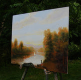 Original art for sale at UGallery.com | Walk to the River by Carolyn Steward | $550 | oil painting | 12' h x 16' w | thumbnail 2