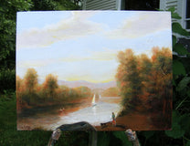 Original art for sale at UGallery.com | Walk to the River by Carolyn Steward | $550 | oil painting | 12' h x 16' w | thumbnail 3