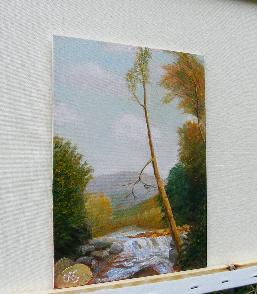 Yellow Birch by a River by Carolyn Steward |  Side View of Artwork 