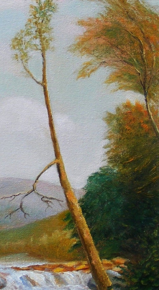 Yellow Birch by a River by Carolyn Steward |  Closeup View of Artwork 
