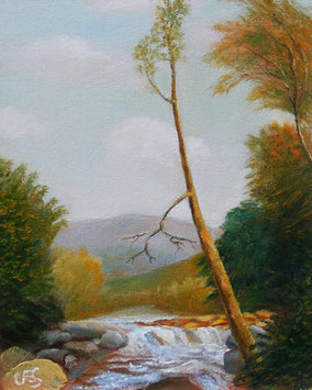 Original art for sale at UGallery.com | Yellow Birch by a River by Carolyn Steward | $350 | oil painting | 10' h x 8' w