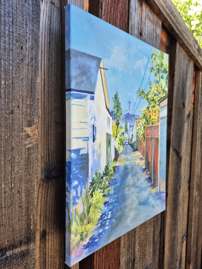 Petaluma Alley by Catherine McCargar |  Side View of Artwork 