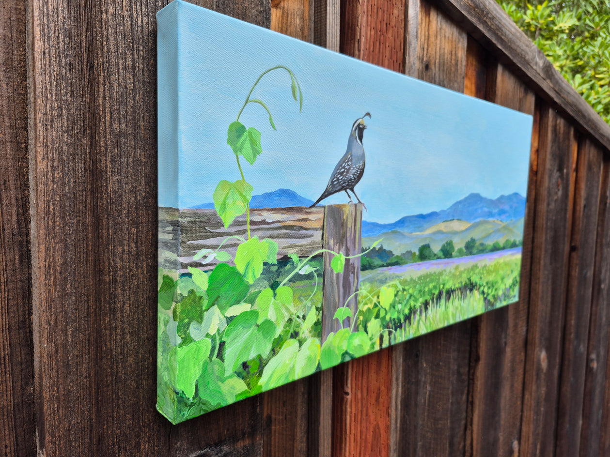 Quail on Vineyard Watch by Catherine McCargar |  Side View of Artwork 