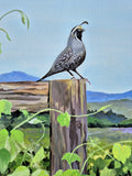 Original art for sale at UGallery.com | Quail on Vineyard Watch by Catherine McCargar | $1,400 | acrylic painting | 12' h x 24' w | thumbnail 4