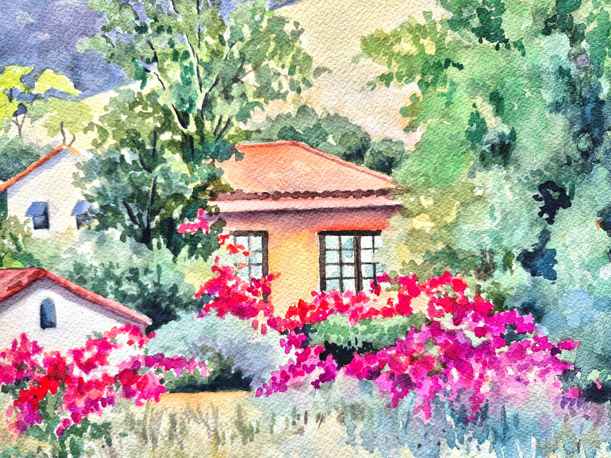 Bougainvillea Villa by Catherine McCargar |  Closeup View of Artwork 