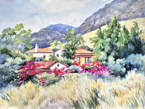 Original art for sale at UGallery.com | Bougainvillea Villa by Catherine McCargar | $1,300 | watercolor painting | 18' h x 24' w | thumbnail 1