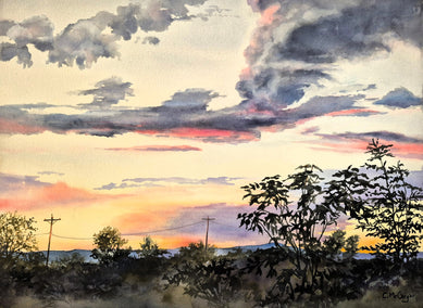 watercolor painting by Catherine McCargar titled Evening Glory