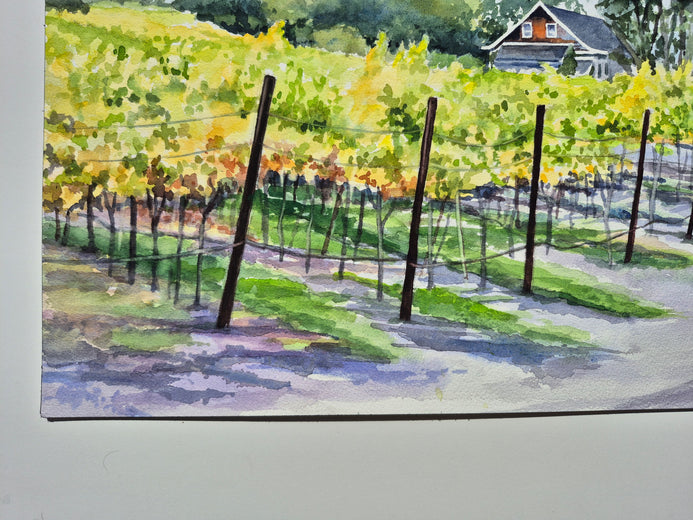 Golden Autumn Vineyard by Catherine McCargar |  Side View of Artwork 