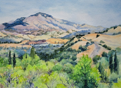 watercolor painting by Catherine McCargar titled Mt. Diablo Mirage