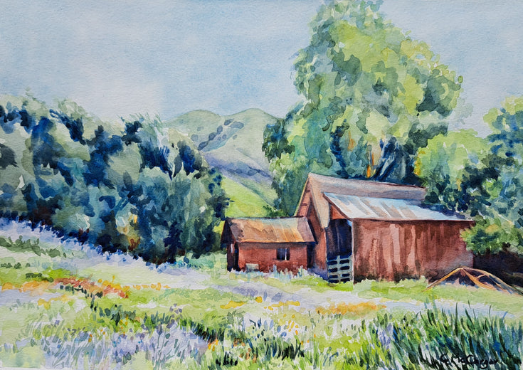 Red Barn in Diablo Foothills by Catherine McCargar |  Artwork Main Image 