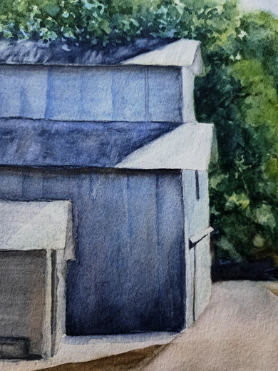 Shadowed Hill Behind the Barn by Catherine McCargar |   Closeup View of Artwork 